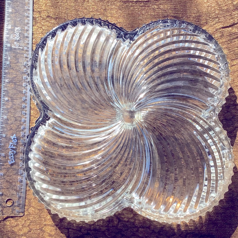 Designer glass relish/serving dish. Large. Great for charcuterie too! - Picture 2 of 3